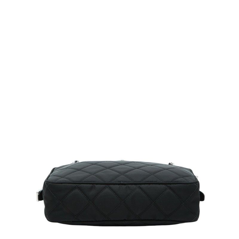 Prada Chain Quilted Handbag Black Nylon