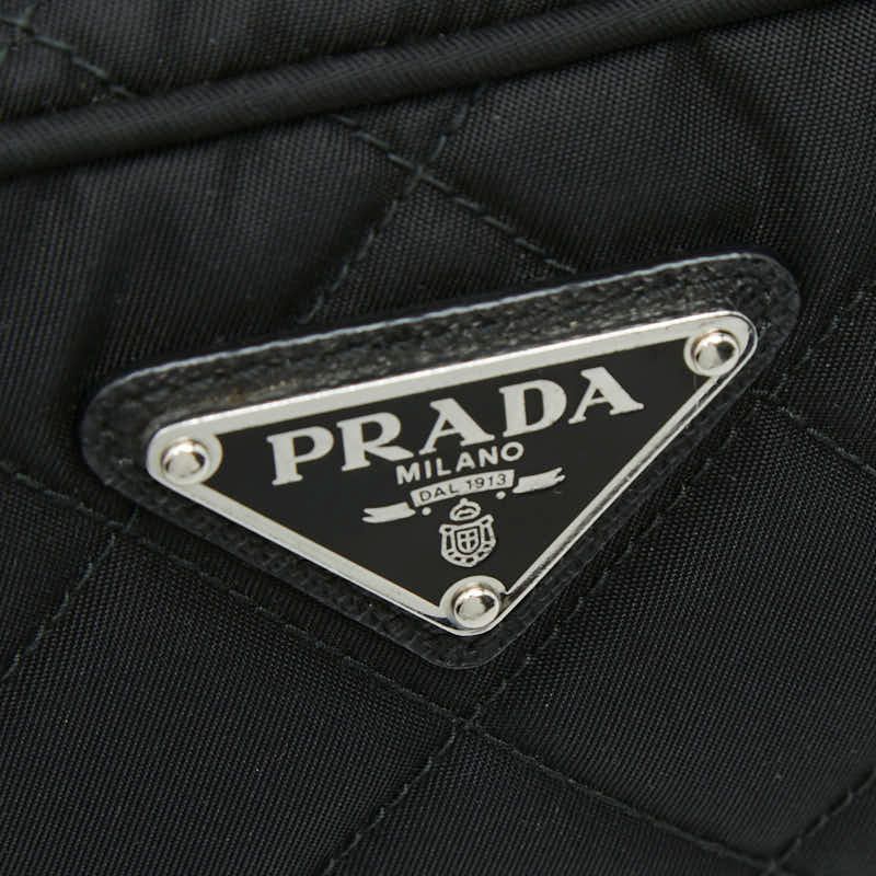 Prada Chain Quilted Handbag Black Nylon