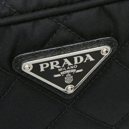 Prada Chain Quilted Handbag Black Nylon