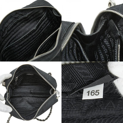 Prada Chain Quilted Handbag Black Nylon