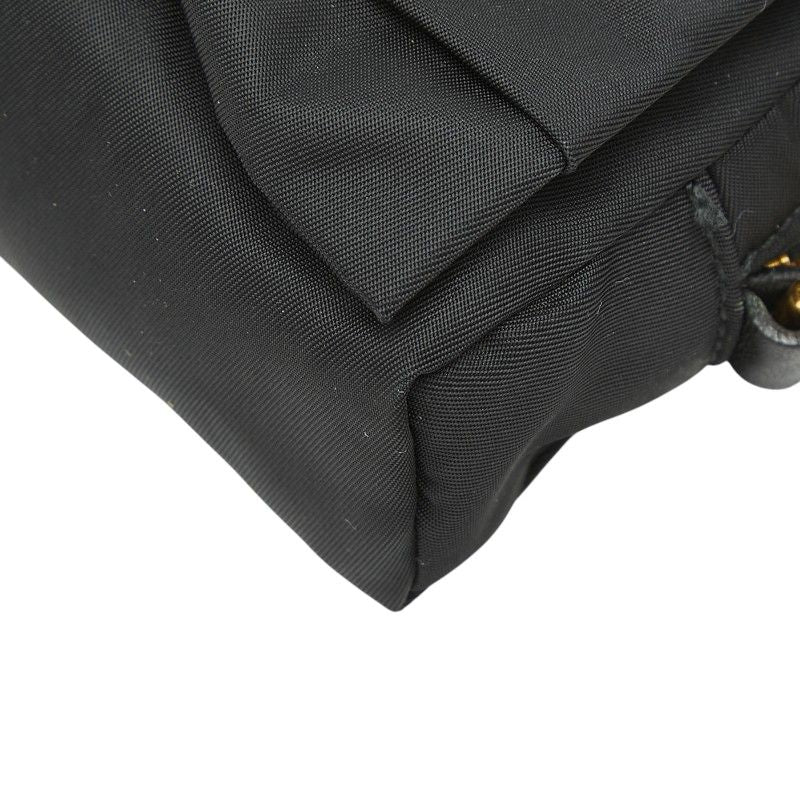 Prada Ribbon Logo Pouch Black Nylon