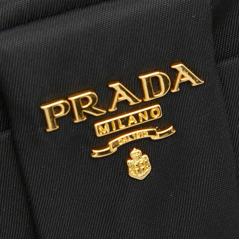Prada Ribbon Logo Pouch Black Nylon
