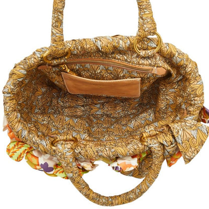 Prada Triangle Logo Plates Raffia Basket Bag Handbag Multicolor