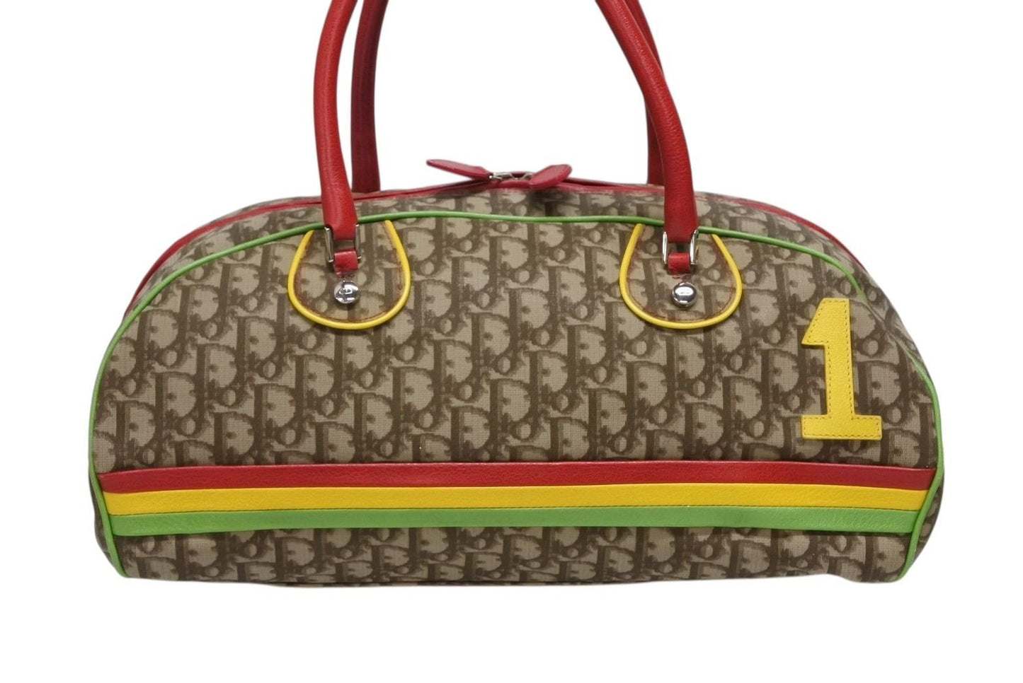 Dior Boston Bag Trotter Rasta Color Brown Silver — view 2