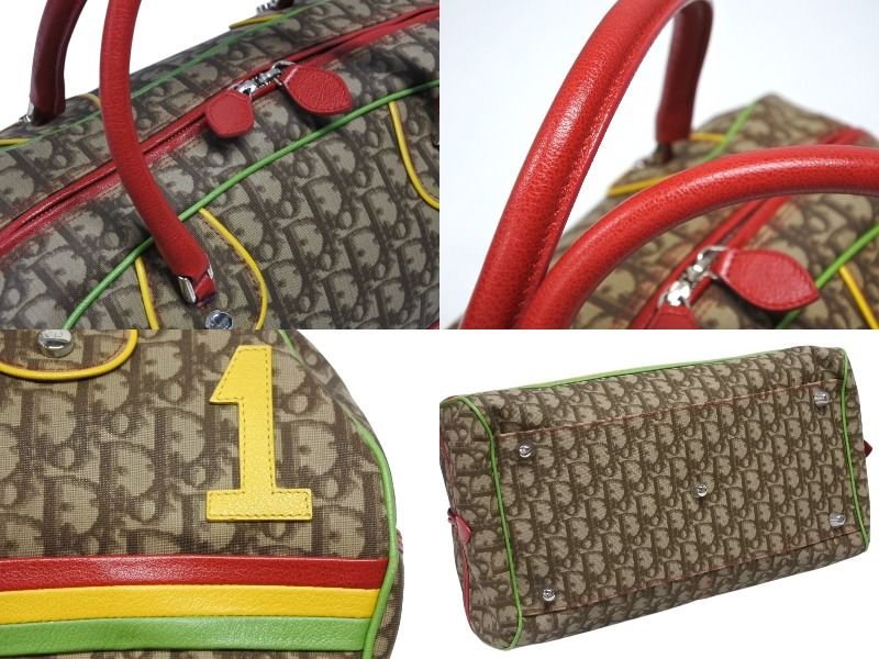 Dior Boston Bag Trotter Rasta Color Brown Silver — view 6
