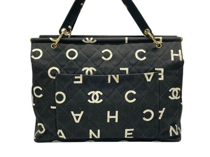 Chanel By Sea Line Tote Bag CC Logo Icon Cotton Canvas Black Gold — view 2