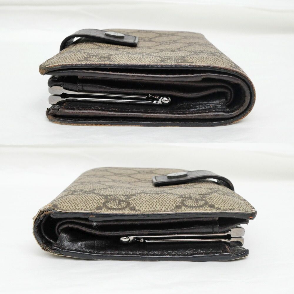 Gucci Clasp Fold Wallet GG Supreme Brown Bifold