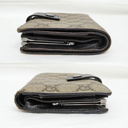 Gucci Clasp Fold Wallet GG Supreme Brown Bifold