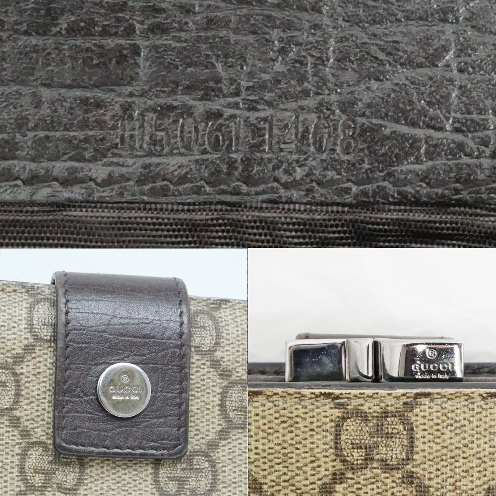 Gucci Clasp Fold Wallet GG Supreme Brown Bifold