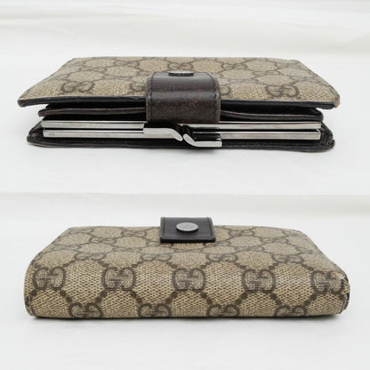 Gucci Clasp Fold Wallet GG Supreme Brown Bifold