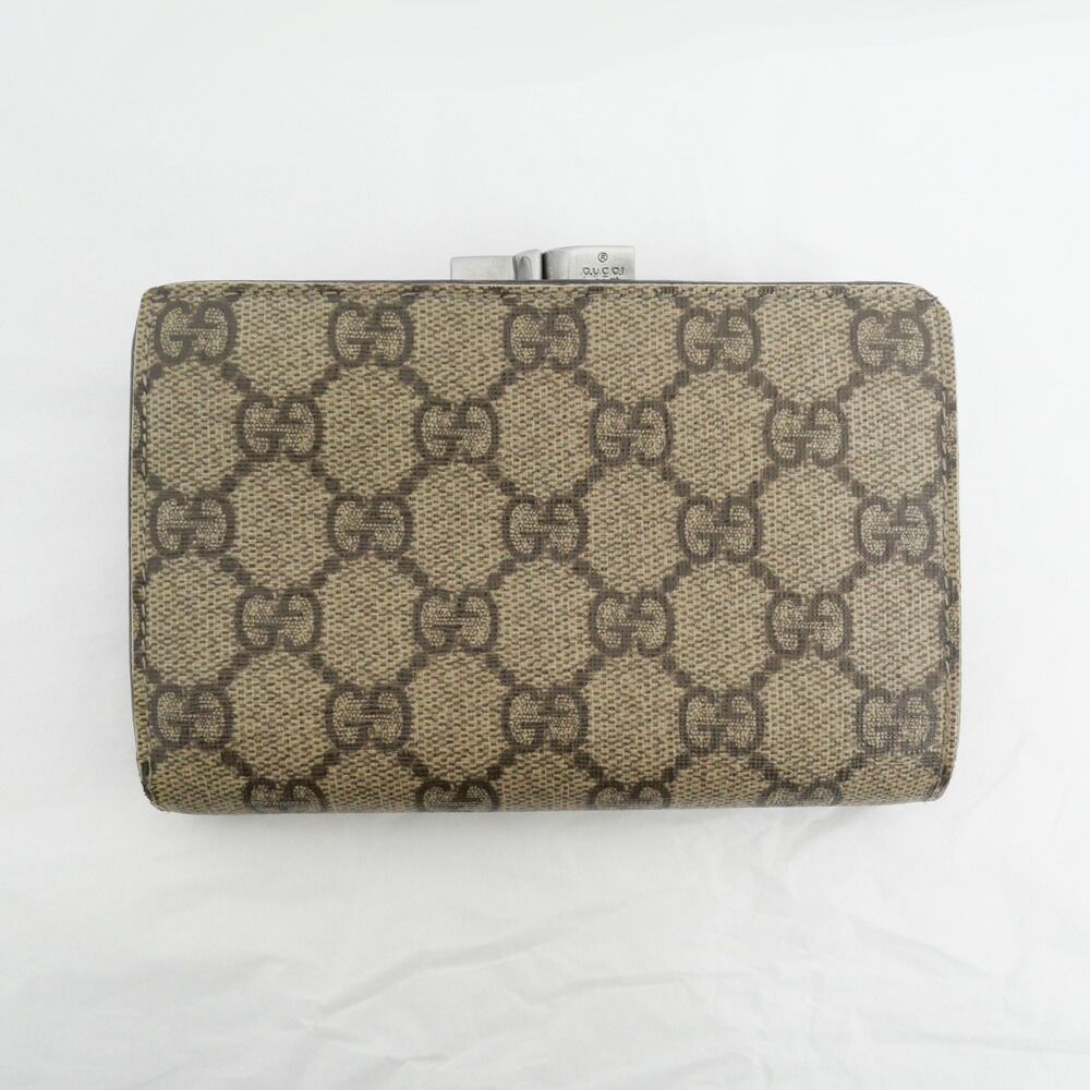 Gucci Clasp Fold Wallet GG Supreme Brown Bifold