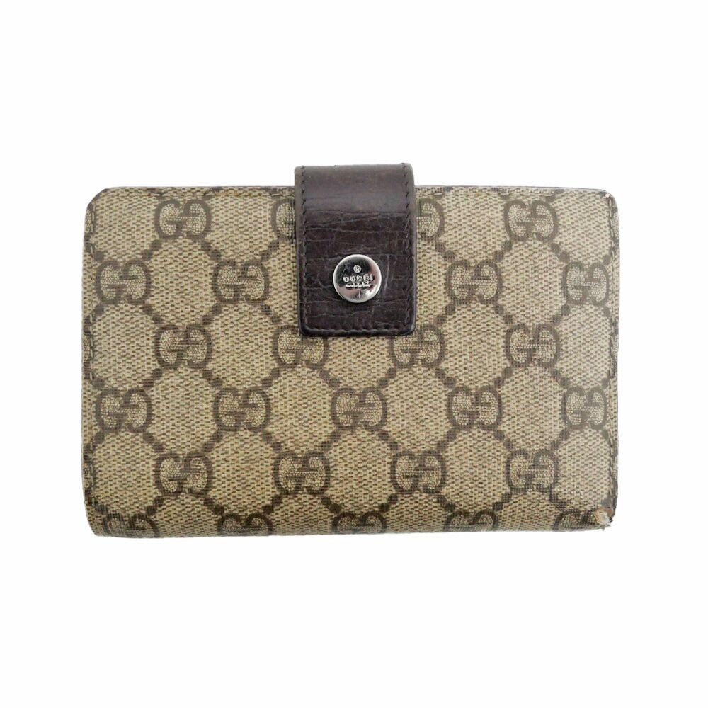 Gucci Clasp Fold Wallet GG Supreme Brown Bifold