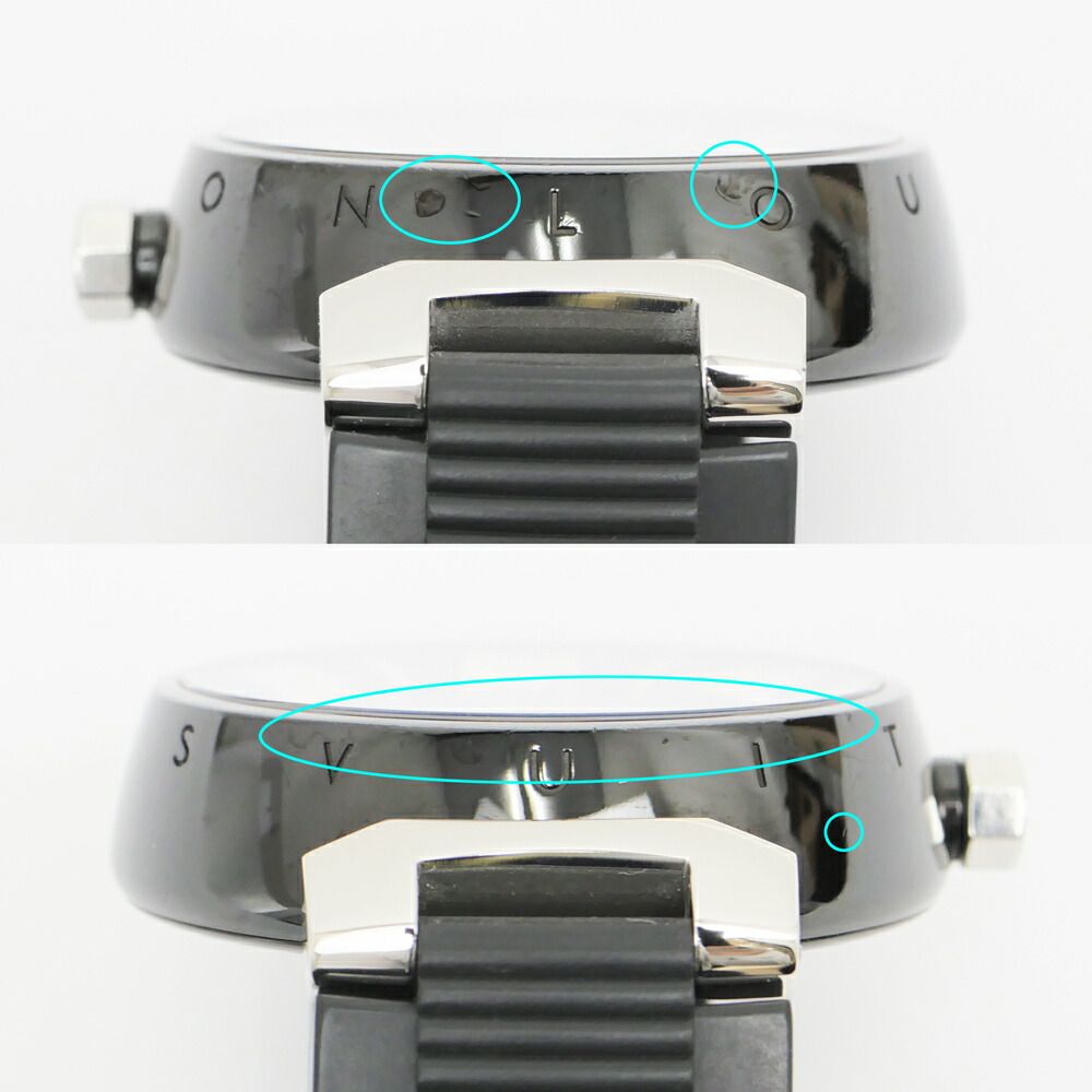 Louis Vuitton Tambour in Black GMT Dial Stainless Steel Rubber Quartz Watch