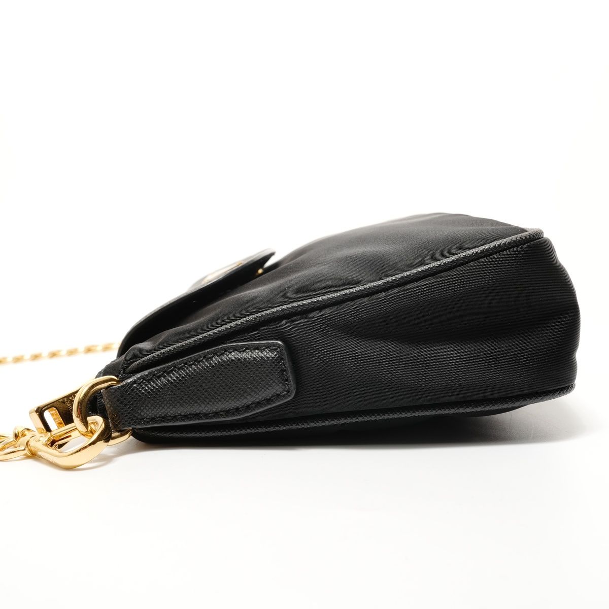 Prada Shoulder Bag Triangle Logo Nylon Saffiano Leather