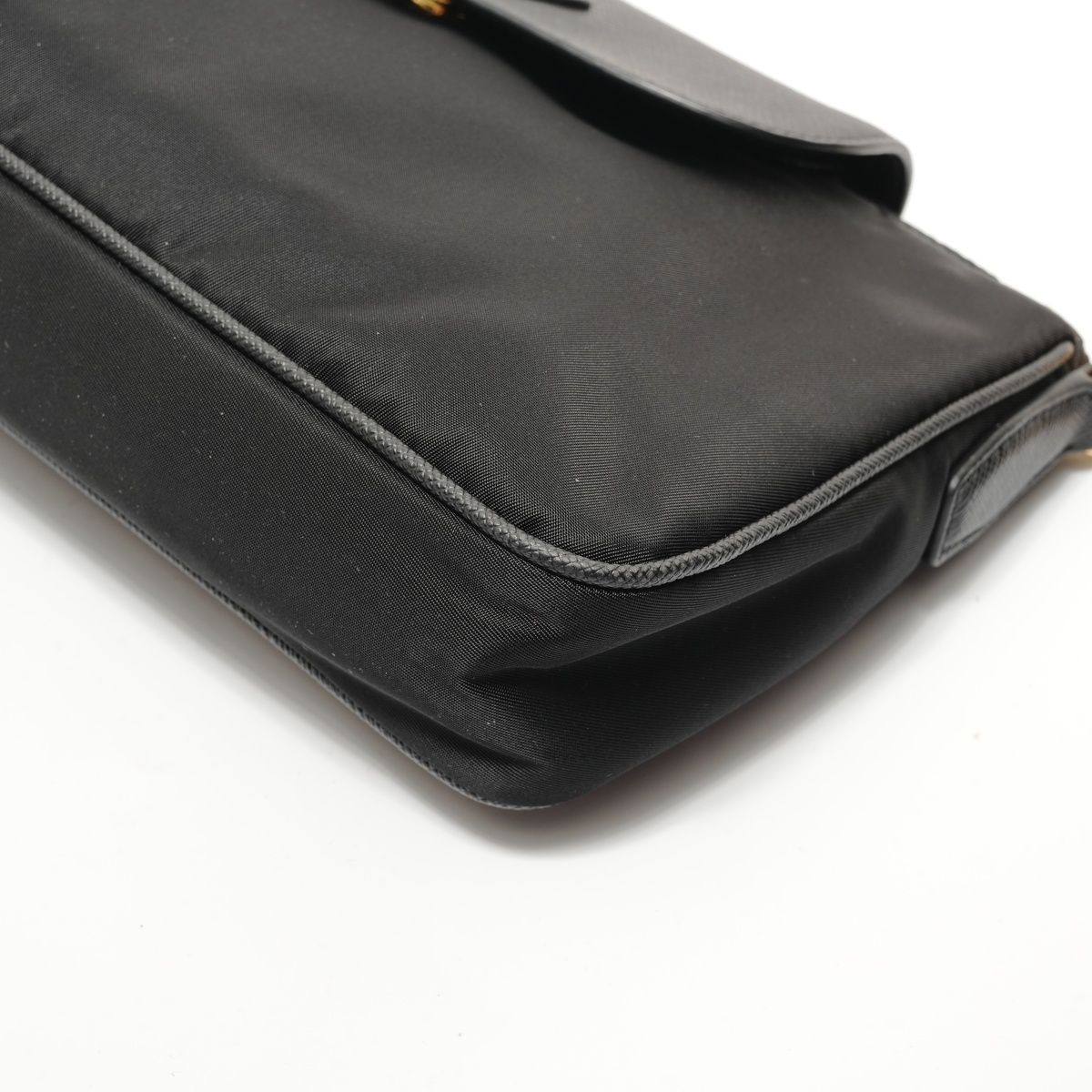 Prada Shoulder Bag Triangle Logo Nylon Saffiano Leather
