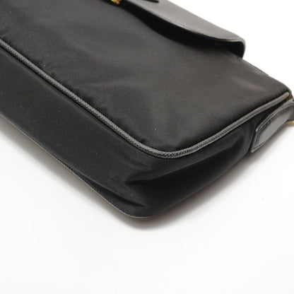 Prada Shoulder Bag Triangle Logo Nylon Saffiano Leather