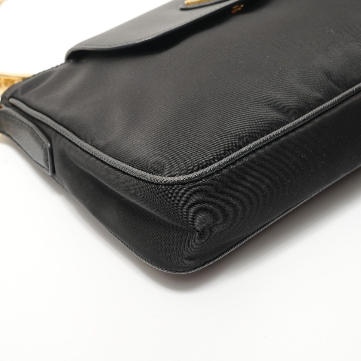 Prada Shoulder Bag Triangle Logo Nylon Saffiano Leather