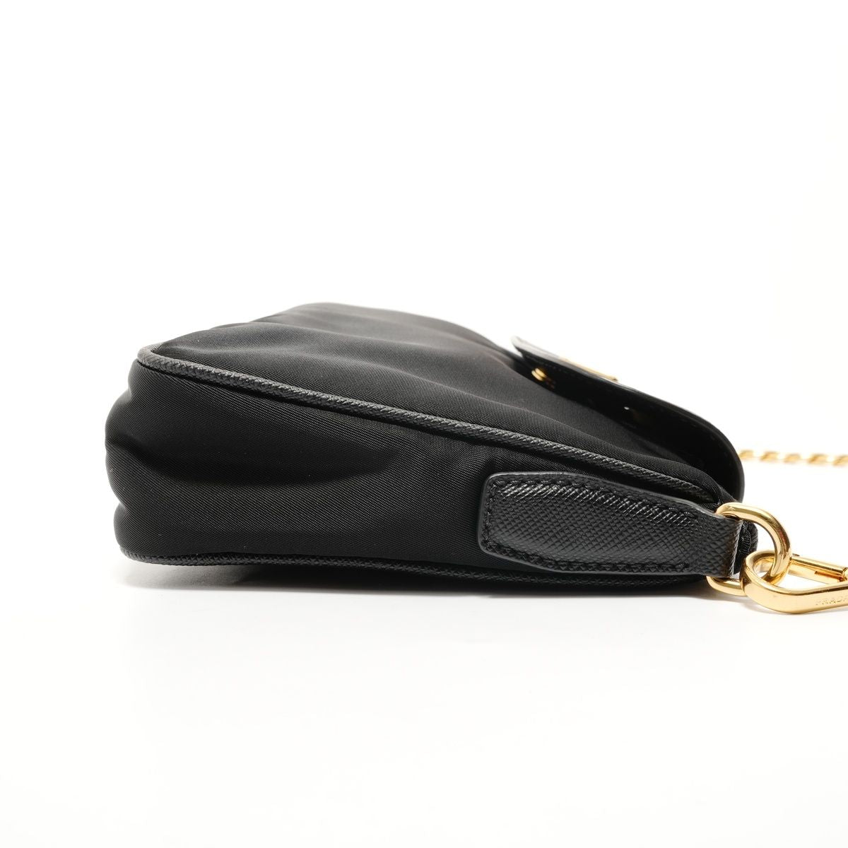 Prada Shoulder Bag Triangle Logo Nylon Saffiano Leather