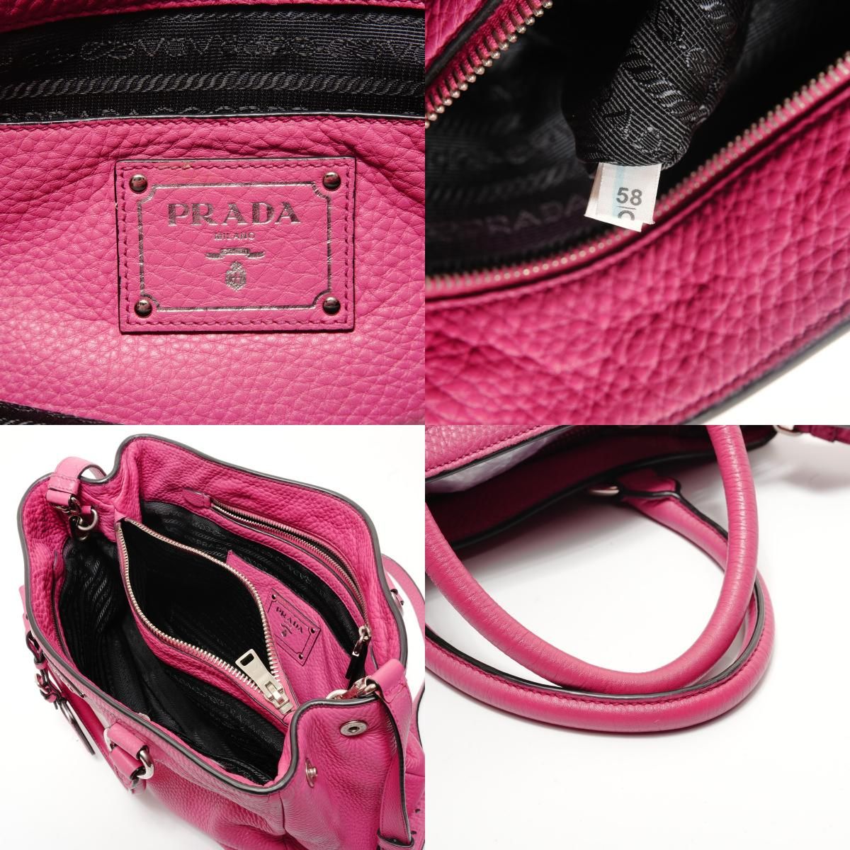 Prada Handbag Triangle Logo Leather 2-Way