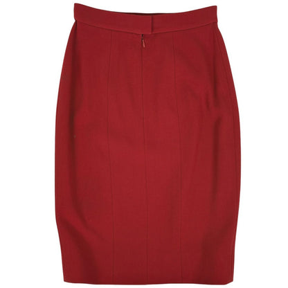 Chanel CC Logo Button Set Skirt Suit Wool Red