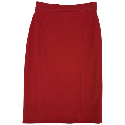 Chanel CC Logo Button Set Skirt Suit Wool Red
