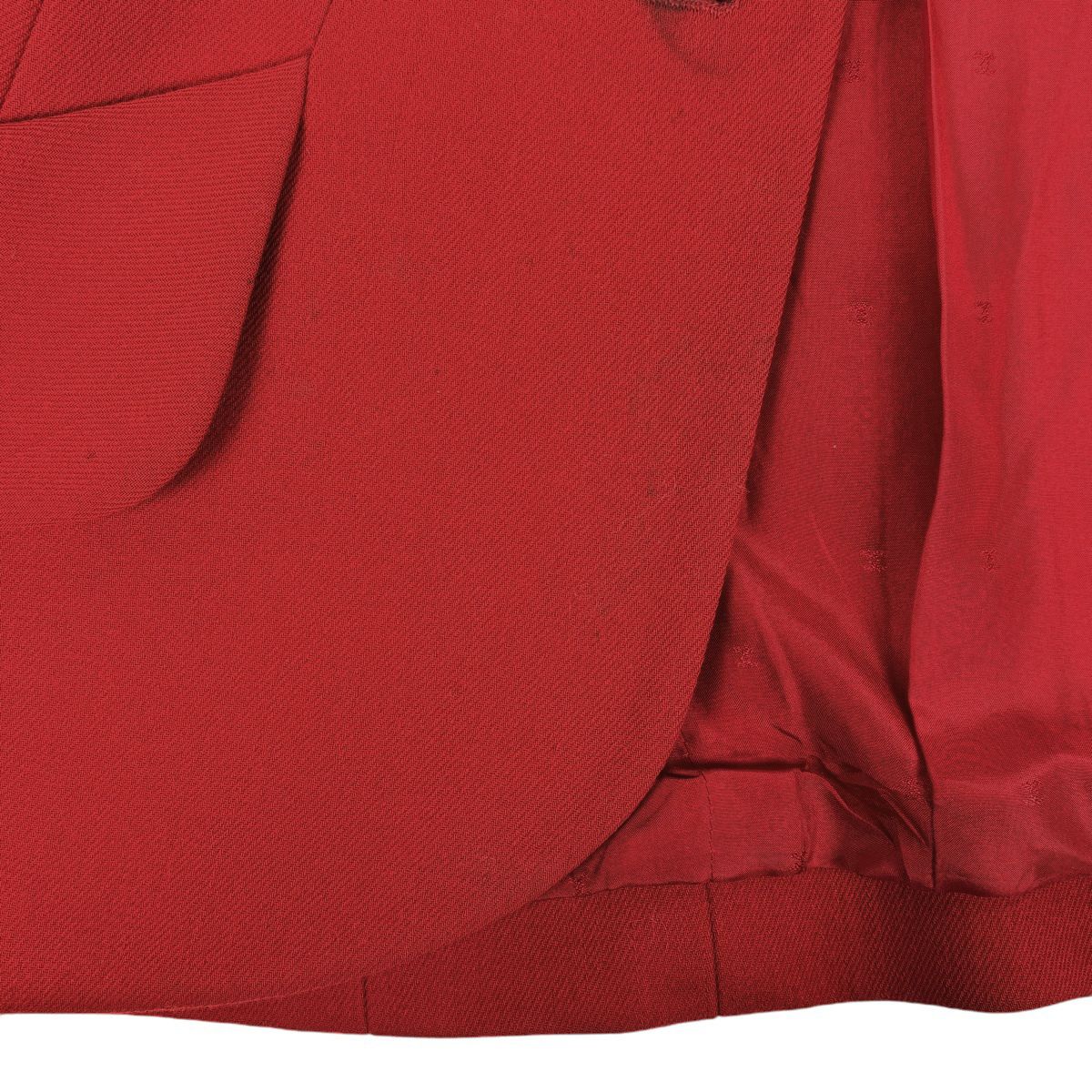 Chanel CC Logo Button Set Skirt Suit Wool Red