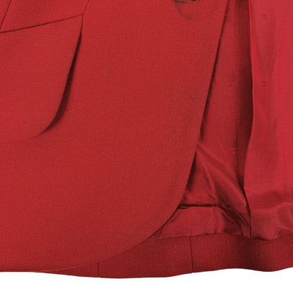 Chanel CC Logo Button Set Skirt Suit Wool Red