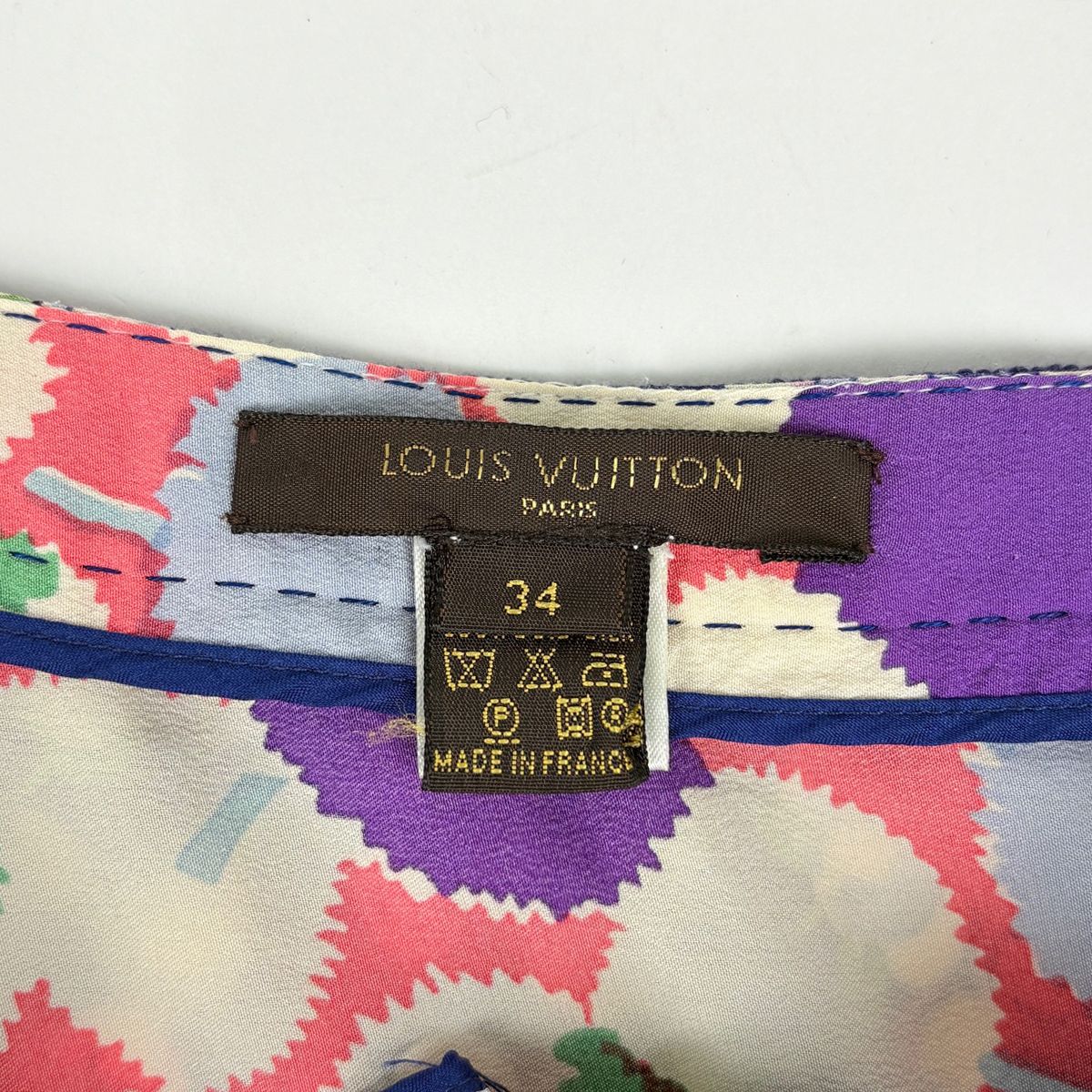 Louis Vuitton Tulle Skirt All Over Pattern Mid Length Silk Pink Purple Multicolo