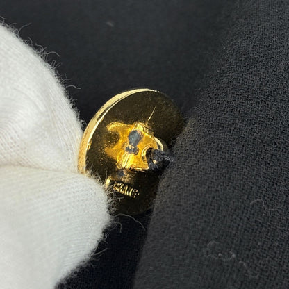 Chanel Collarless Jacket CC Logo Barley Button Wool Black