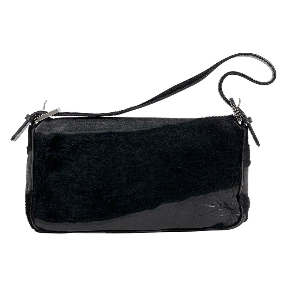 Fendi Zucca Logo Mamma Baguette Shoulder Bag Leather Black