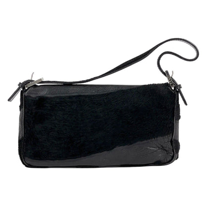 Fendi Zucca Logo Mamma Baguette Shoulder Bag Leather Black