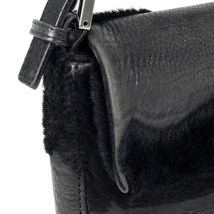 Fendi Zucca Logo Mamma Baguette Shoulder Bag Leather Black