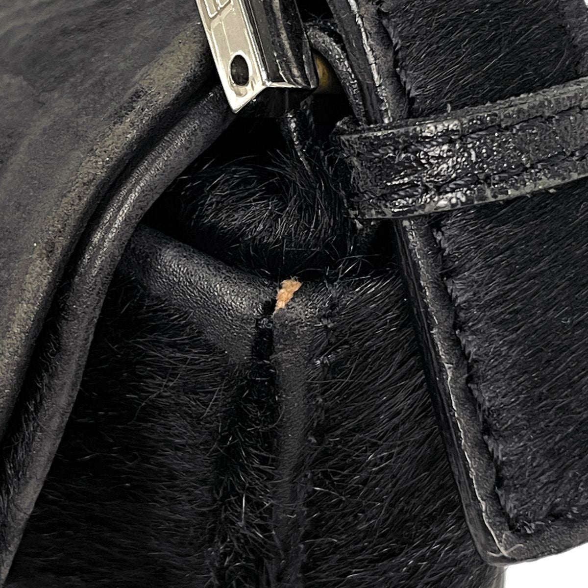 Fendi Zucca Logo Mamma Baguette Shoulder Bag Leather Black