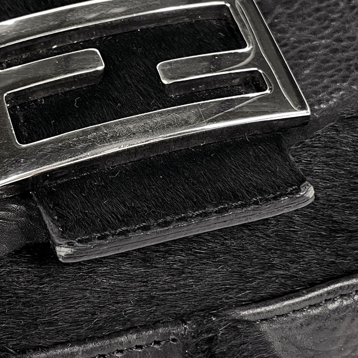 Fendi Zucca Logo Mamma Baguette Shoulder Bag Leather Black