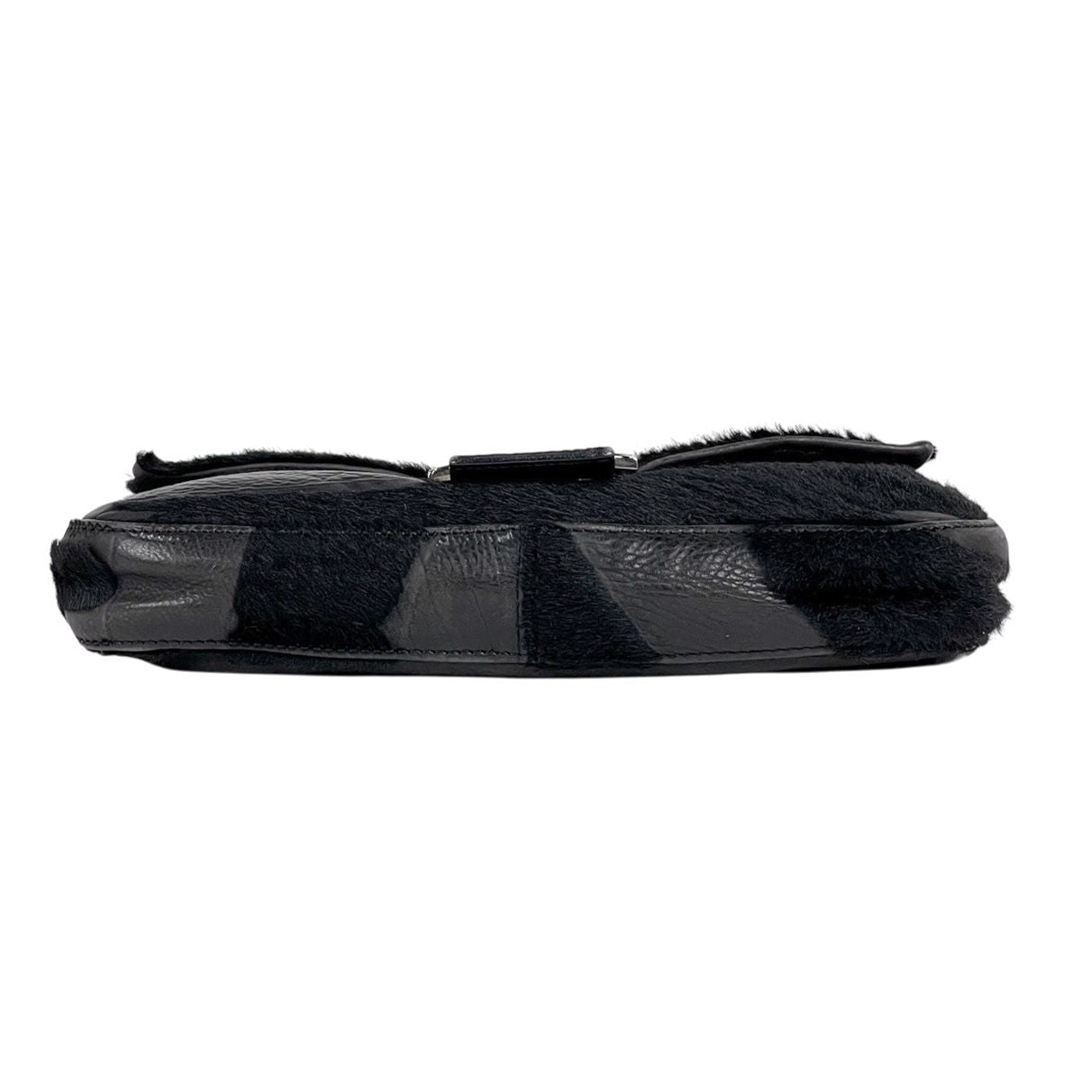 Fendi Zucca Logo Mamma Baguette Shoulder Bag Leather Black