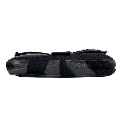 Fendi Zucca Logo Mamma Baguette Shoulder Bag Leather Black