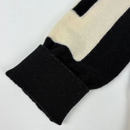 Hermes Logo Round Neck Sweater Top Cashmere White Black