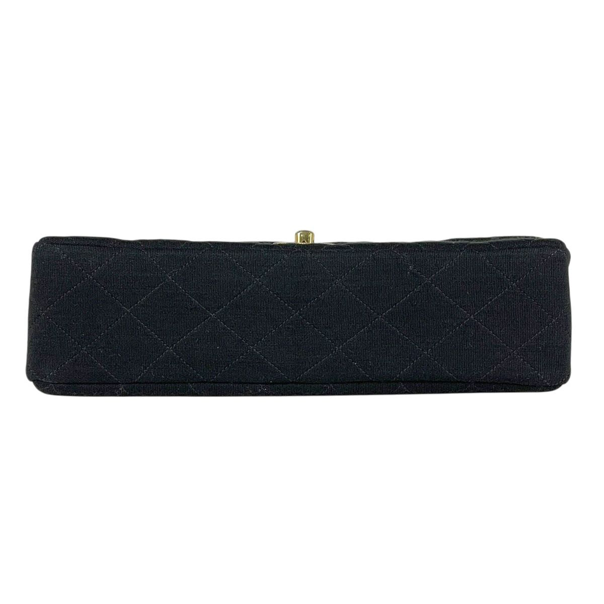 Chanel Quilted Double Flap Chain Shoulder Bag CC Logo Jersey Black