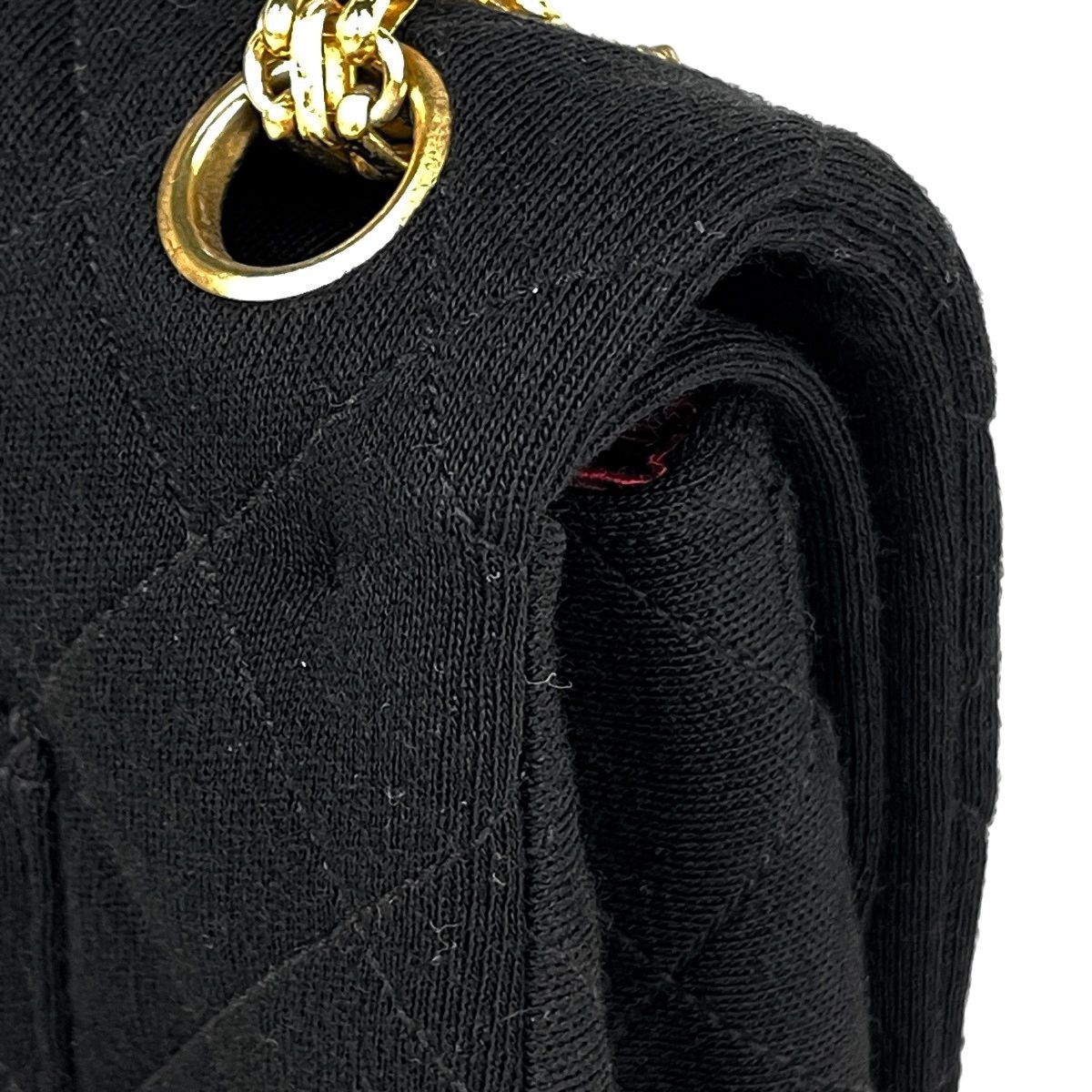 Chanel Quilted Double Flap Chain Shoulder Bag CC Logo Jersey Black