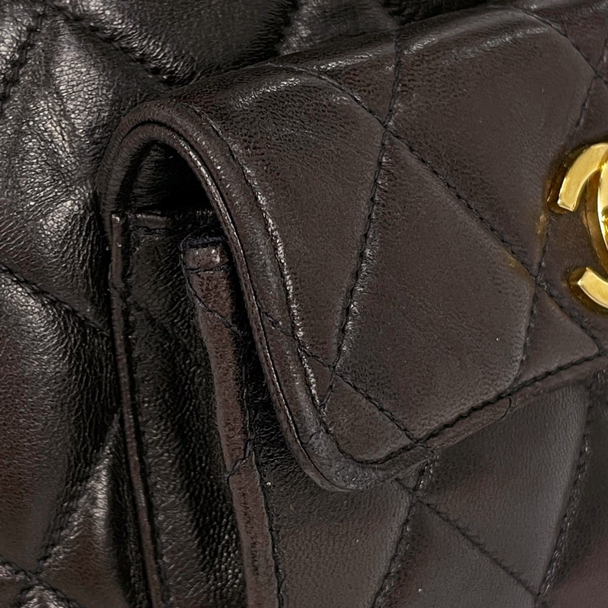 Chanel CC Logo Chain Backpack Quilted Leather Black