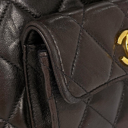 Chanel CC Logo Chain Backpack Quilted Leather Black
