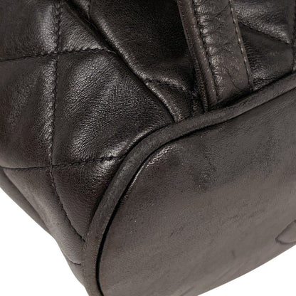 Chanel CC Logo Chain Backpack Quilted Leather Black