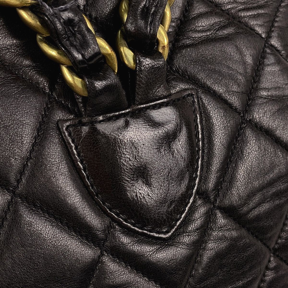 Chanel CC Logo Chain Backpack Quilted Leather Black