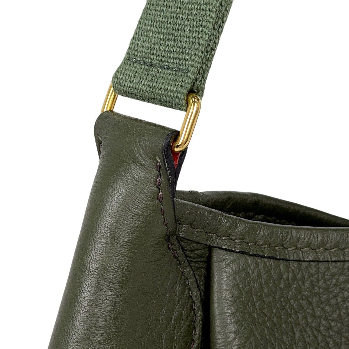 Hermes Rodeo de Logo Shoulder Bag Taurillon Clemence Moss Green