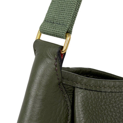 Hermes Rodeo de Logo Shoulder Bag Taurillon Clemence Moss Green