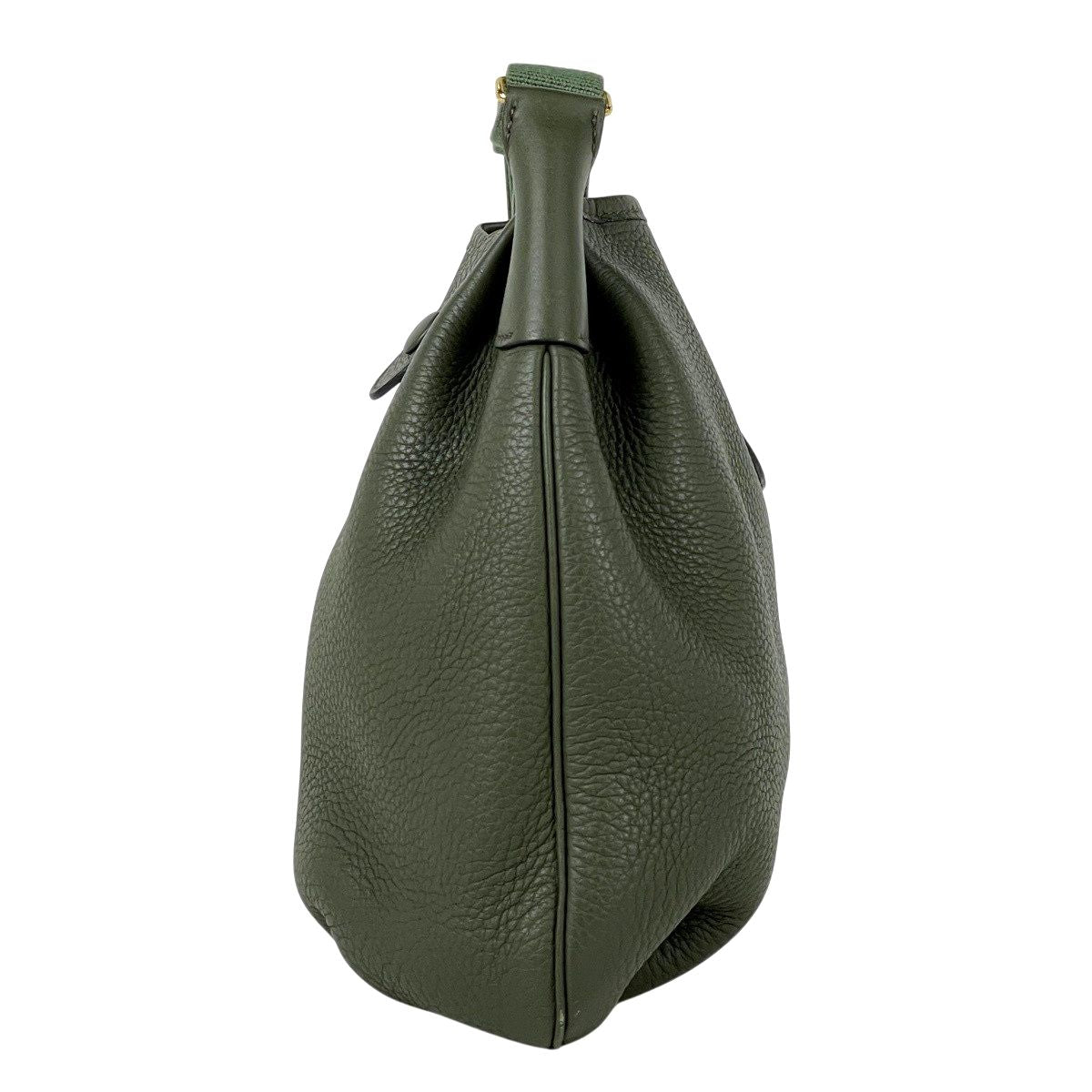 Hermes Rodeo de Logo Shoulder Bag Taurillon Clemence Moss Green