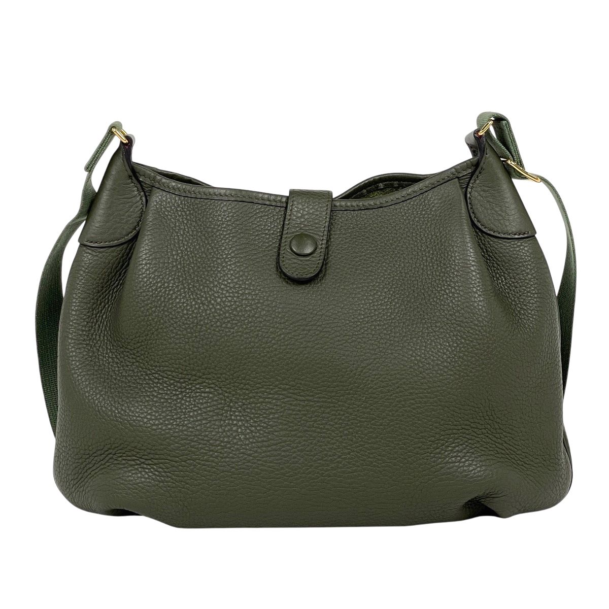 Hermes Rodeo de Logo Shoulder Bag Taurillon Clemence Moss Green