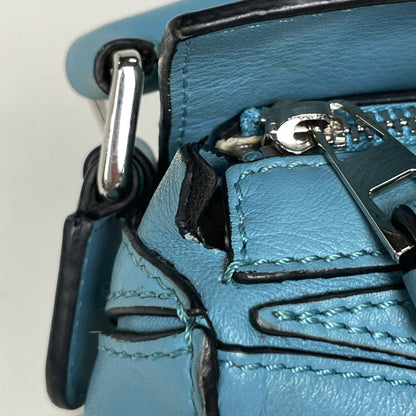 Loewe Puzzle Bag Mini Anag Lambskin 2-Way Handbag Leather Blue