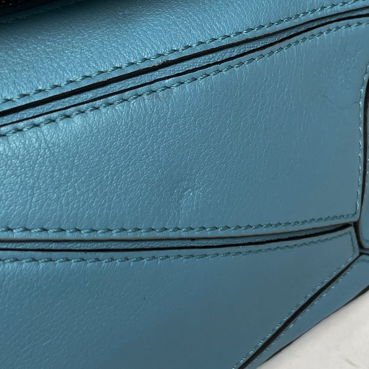 Loewe Puzzle Bag Mini Anag Lambskin 2-Way Handbag Leather Blue