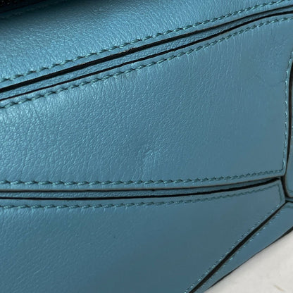 Loewe Puzzle Bag Mini Anag Lambskin 2-Way Handbag Leather Blue